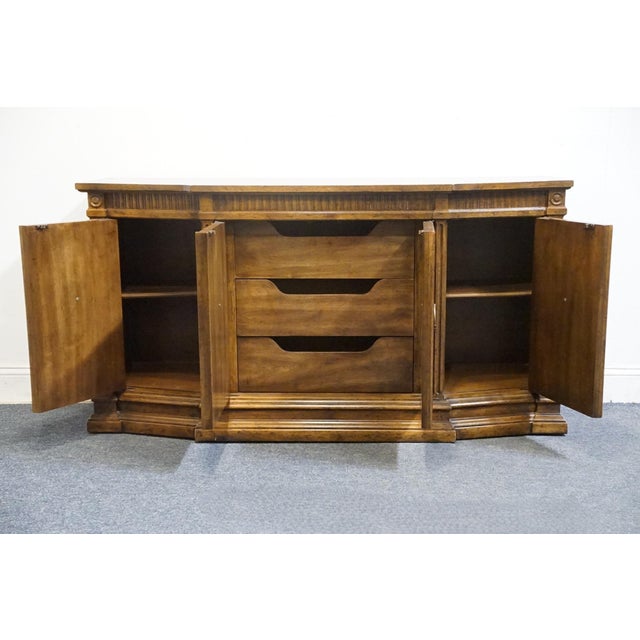 Late 20th Century Heritage Furniture Walnut Italian Mediterranean Style 59" Buffet For Sale - Image 5 of 12