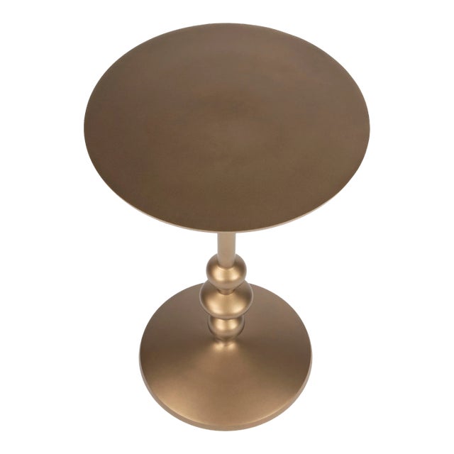 Zora Iron Pedestal Accent Table, Bronze For Sale