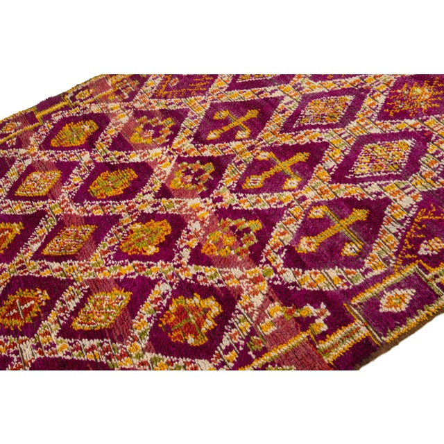 Mid-20th Century Vintage Tribal Moroccan Wool Rug in Purple For Sale In New York - Image 6 of 9