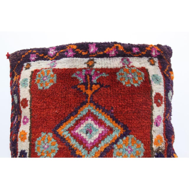 Textile Vintage Red Diamond Motif Rug Cushions -Handwoven Rug&Kilim Decorative Pillow Set -18'' X 20'' For Sale - Image 7 of 11
