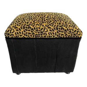 Custom Made Velvet Animal Print Ottoman/Footstool 16" H