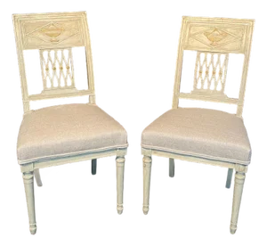 Early 19th Century French Directoire Period Painted Side Chairs -a Pair