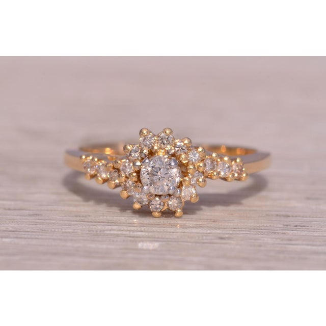 The Timeless Bloom: Natural Diamond Engagement Ring in Yellow Gold For Sale - Image 9 of 11