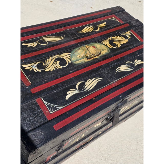 Antique Trunk With Later Painted Details For Sale - Image 9 of 17