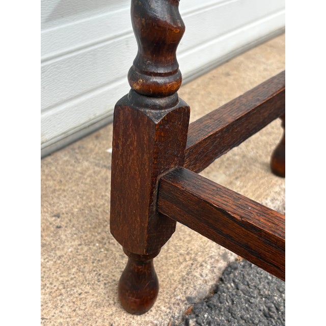 Antique English Wood Barley Twist Round Side Table For Sale - Image 9 of 9