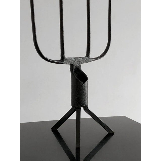 Vintage French Brutalist Candlestick in Wrough Iron, 1960s For Sale - Image 9 of 13