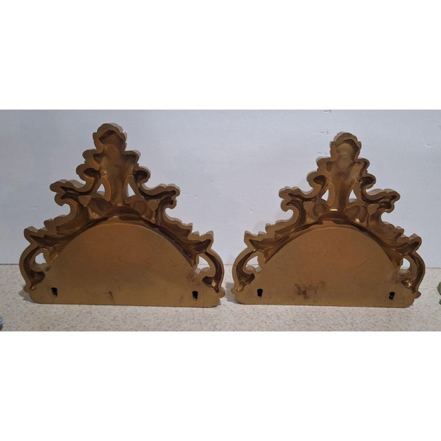 1970s Homco Gold Wall Pocket Planters, 1978 Pair For Sale - Image 5 of 6
