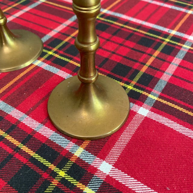Metal 1970s Brass Candleholders- Set of 3 For Sale - Image 7 of 9