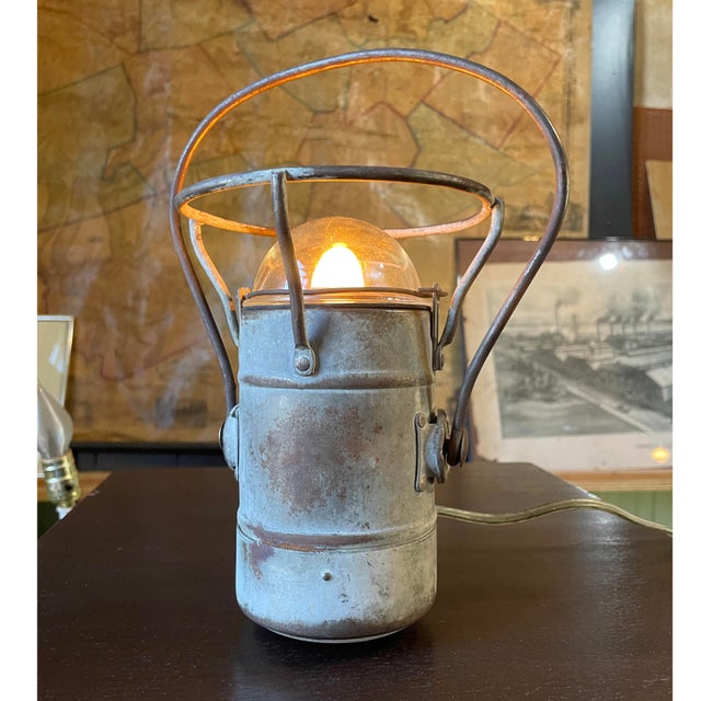 Electrified 1930s Railroad-Worker’s Lamp For Sale - Image 4 of 4