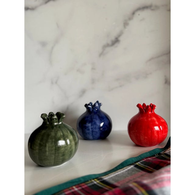 English Petite Pomegranate Bud Vase | Dark Green, Made in Italy For Sale - Image 3 of 4