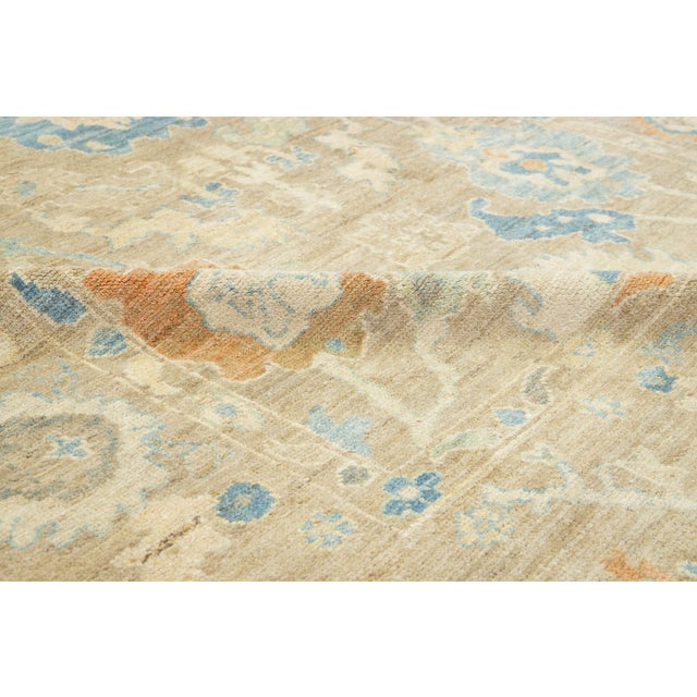 Light Brown Contemporary Sultanabad Floral Wool Rug by Apadana For Sale - Image 10 of 10