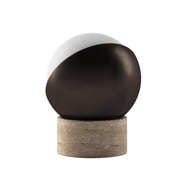 ORB Rechargeable Cordless LED Table Lamp, 3-Levels Brightness Touch Sensor Control, Travertine / Chocolate Bronze For Sale - Image 12 of 14