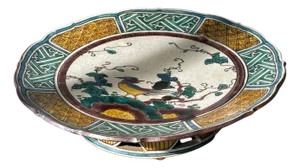 Antique Japanese Ceramic Ko-Kutani Revival Footed Dish