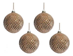 Metallic Shiny Gold Ball Ornaments, Set of 4, 4.75"