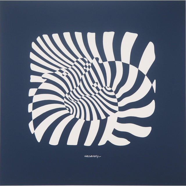 Victor Vasarely, Zèbres sur fond bleu, Screen Print For Sale