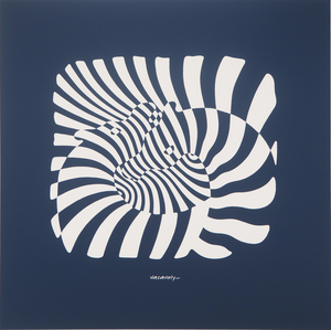 Victor Vasarely, Zèbres sur fond bleu, Screen Print