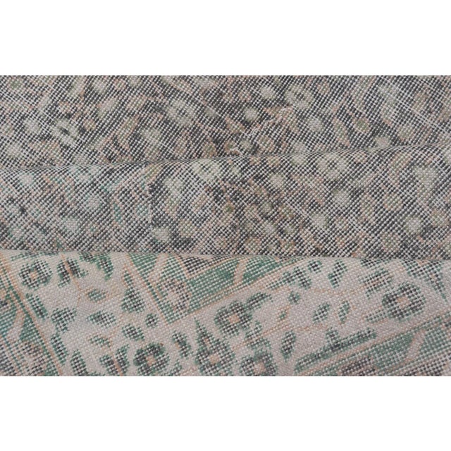 Mid 20th Century Vintage Hand-Knotted Distressed Turkish Rug in Wool With All-Over Floral Pattern For Sale - Image 11 of 13