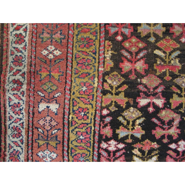 1930s 1930s Brown Geometric Antique Persian Kurdish Rug 5' X 10'6" Handknotted Wool Carpet For Sale - Image 5 of 5