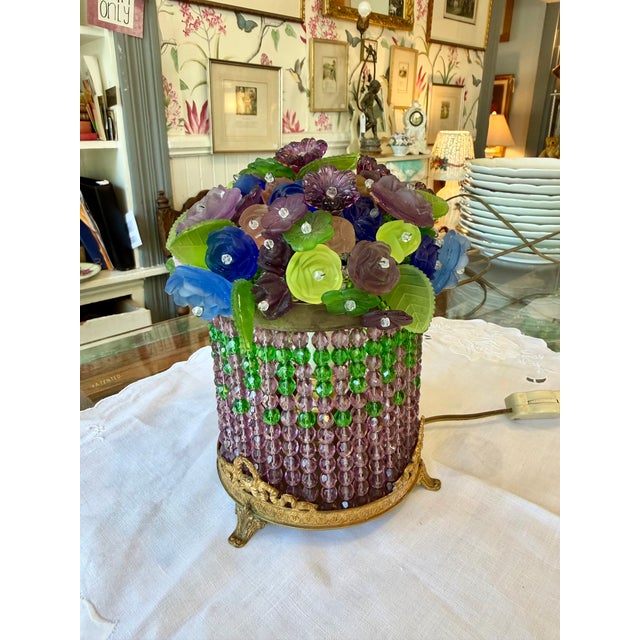 Art Deco Era (1920's) Czech Bridal Bouquet Basket Lamp Divine antique crystal lamp beautifully constructed with crystal...