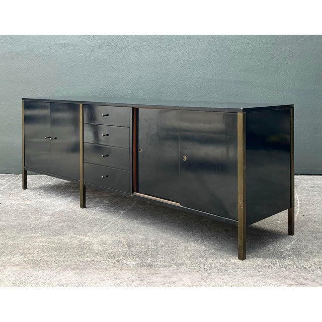 Vintage MCM Sliding Door Credenza After Paul McCobb For Sale - Image 9 of 12