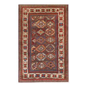 Rustic Tribal Geometric Design Antique 19th Century Caucasian Kazak Carpet