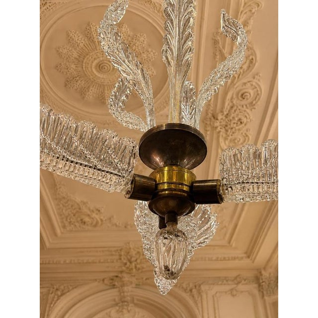 Metal Italian Art Deco Murano Glass Chandelier by Ercole Barovier, 1940 For Sale - Image 7 of 11