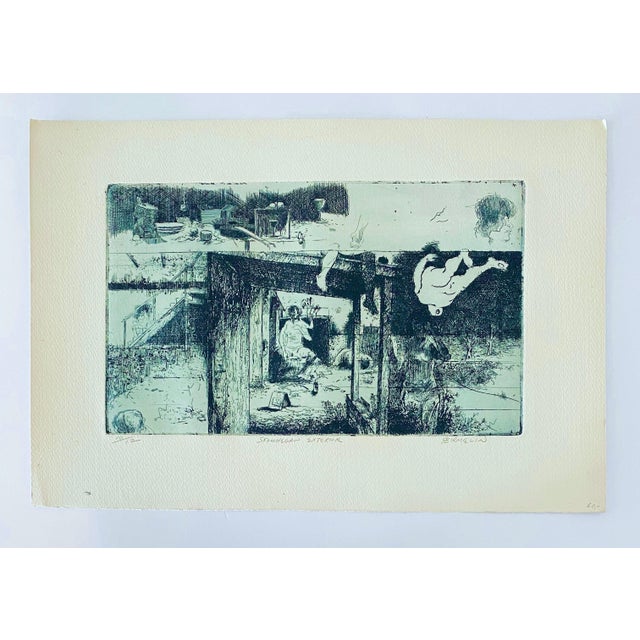 Mid 20th Century Robert A. BirmelinSkowhegan Exterior, American Modernist Abstract Etching For Sale - Image 5 of 5