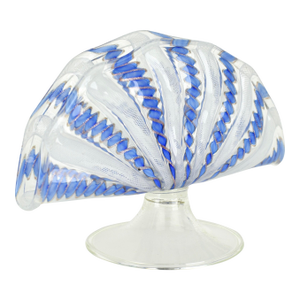 Vintage Murano Glass Latticino Letter Napkin Holder Cornflower Blue