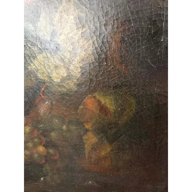 Gold Bouquet of Carnations and Fruit Still Life, 19th Century For Sale - Image 8 of 14