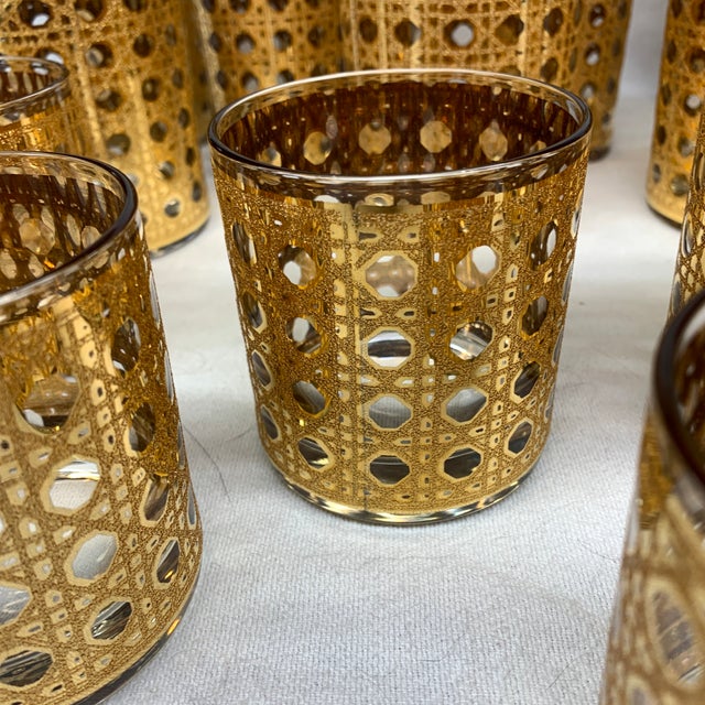 Mid-Century Modern 1960s Culver Ltd. “Cannella” Pattern Highball and Tumblers Glasses - Set of 18 For Sale - Image 3 of 8