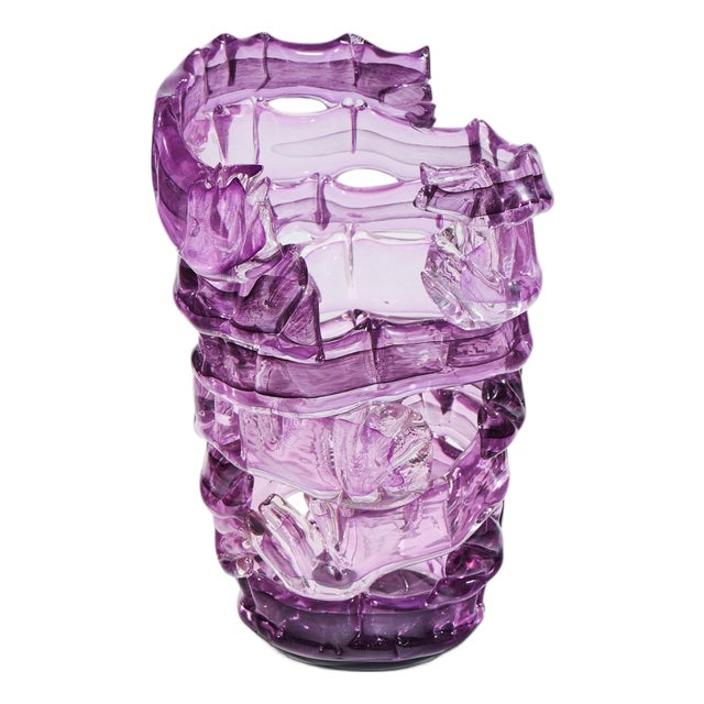 Tom Philabaum Signed Large Hand-Built Glass Vase For Sale
