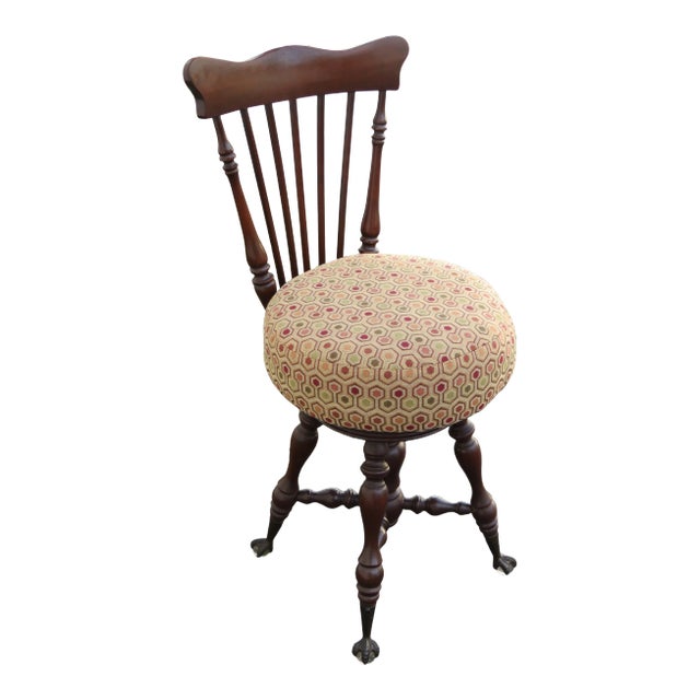 Early 1900s Claw Feet Piano Stool Chair For Sale