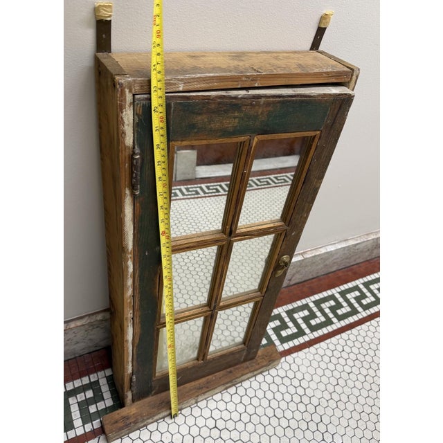 Vintage 6-Pane Reclaimed Window Mirror With Original Hardware For Sale - Image 10 of 11