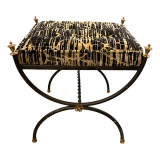 Neoclassical Upholstered Curule Bench For Sale