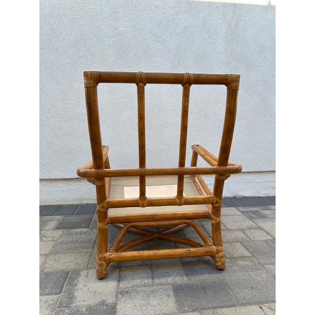 Wood Vintage 1964 McGuire Bamboo Lounge Chair and Ottoman For Sale - Image 7 of 12