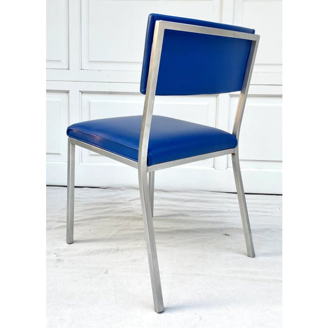 Vintage Bright Blue and Steel Modern Chair For Sale - Image 4 of 12
