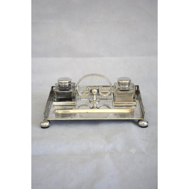 English Walker and Hall Silver Plated Ink Stand Desk Stand from Sheffield, 1880s For Sale - Image 3 of 16