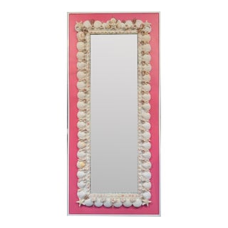 Large Scale Vintage Palm Beach Sea Shell Floor Mirror For Sale