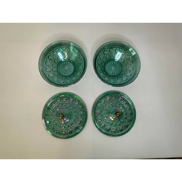 Set of 2 Vintage Imperial Glass Button & Cane Lidded Dish For Sale In Atlanta - Image 6 of 7