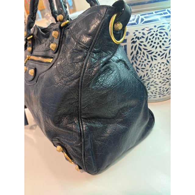 Vintage City Balenciaga Moto Giant 12 Velo Bleu Obscur Navy Lambskin Leather Bag For Sale - Image 9 of 15
