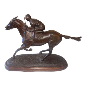 English Bronze Racehorse Sculpture Signed by Gill Parker 1984.