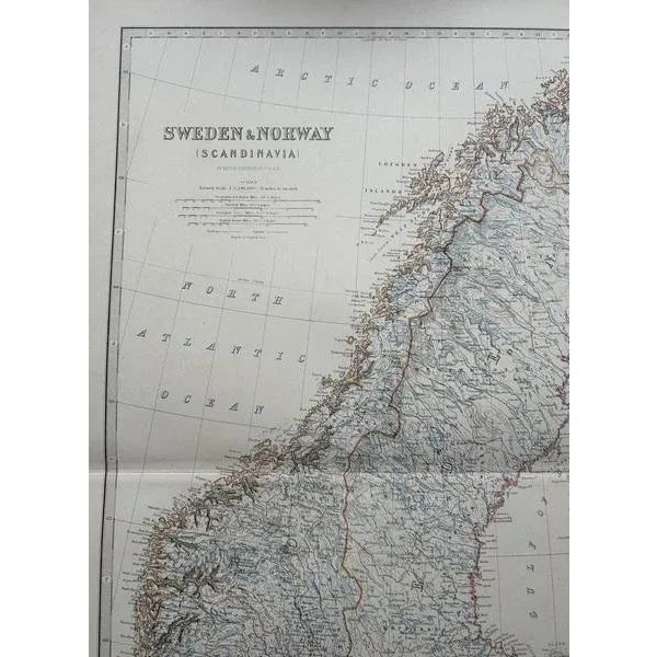 Antique Map of Scandinavia with Stockholm Inset, 1865 For Sale - Image 10 of 11