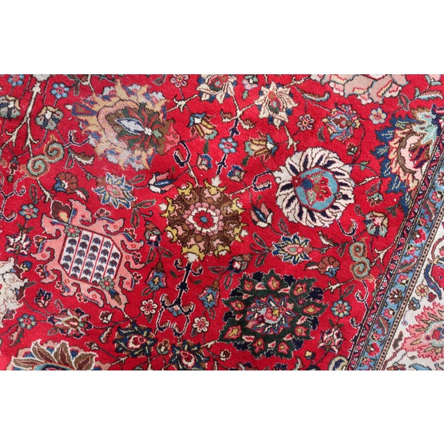 1920s, Antique Tabriz Wool Rug, Allover Shah Abbasi Floral, Crimson Field, 9 X 13 For Sale - Image 11 of 16