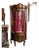 Curved Vitrine Cabinet With Tufted Velvet Interior, Gold Leaf & Bronze Details For Sale