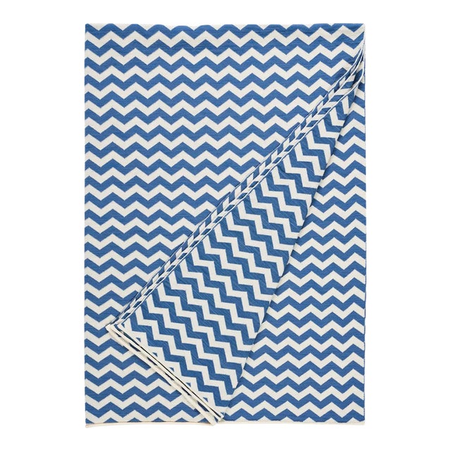 Schumacher Chevron Throw in Blue & White For Sale