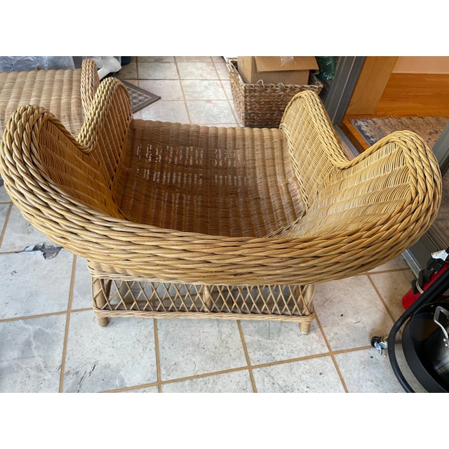 Brown Vintage Smith & Hawken Wicker/Rattan Lounge Chairs With Ottomans For Sale - Image 8 of 14