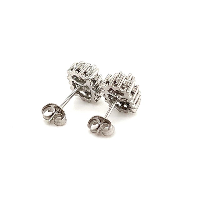Transparent Natural Sapphire Diamond Stud Earrings 14k W Gold 0.94 TCW Certified For Sale - Image 8 of 16