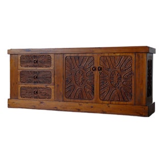 Hand-Carved Sideboard from Aquarius Enterprises, South Africa, 1970s For Sale