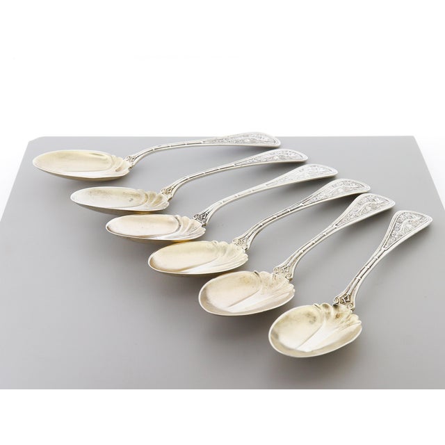 Antique John Wendt Sterling Silver Bird Pattern Ice Cream Spoons - Set of 6 For Sale - Image 4 of 17