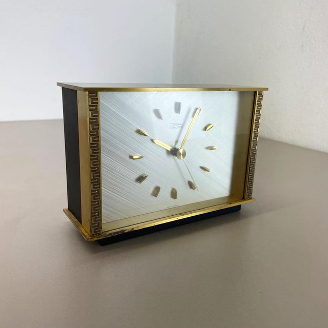 1960s Vintage Modernist Metal Brass Table Clock from Diehl Dilectron, Germany, 1960s For Sale - Image 5 of 18